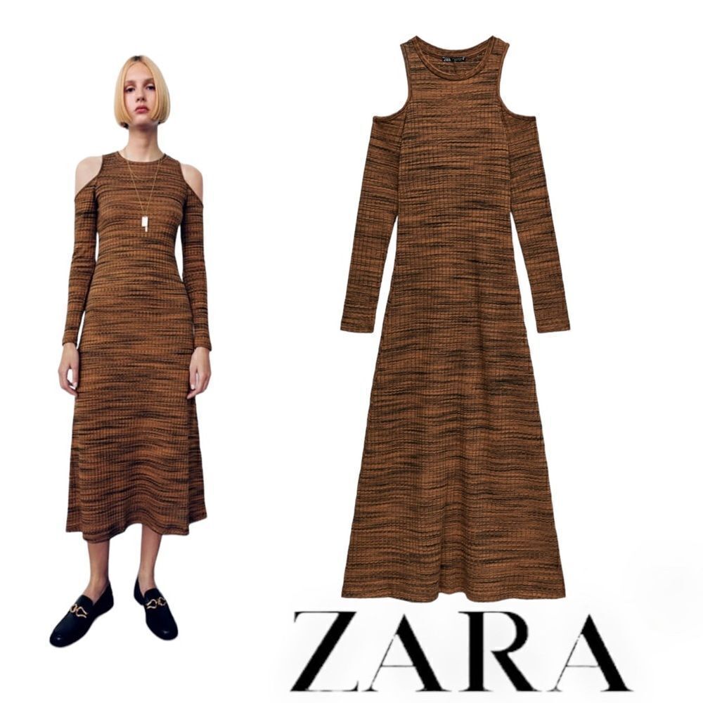 ZARA | Brown | CUT OUT RIB DRESS
